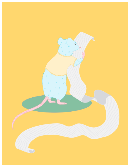 mouse looking at long receipt
